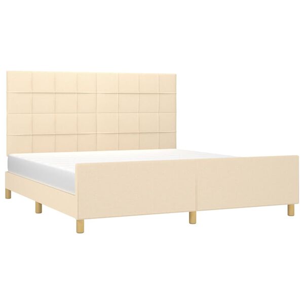 vidaXL Bedframe zonder matras stof cr&egrave;mekleurig 160x200 cm