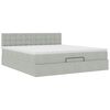 vidaXL Ottoman bed met matras en LED's 180x200cm fluweel lichtgrijs