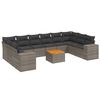 vidaXL 11-delige Loungeset met kussens poly rattan grijs