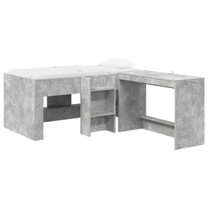 vidaXL Hoge Bed Frame met Bureau voor Kinderen 2 st Betongrijs