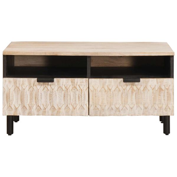 vidaXL Salontafel met lade Wit 80 x 54 x 40 cm Massief Mango Hout