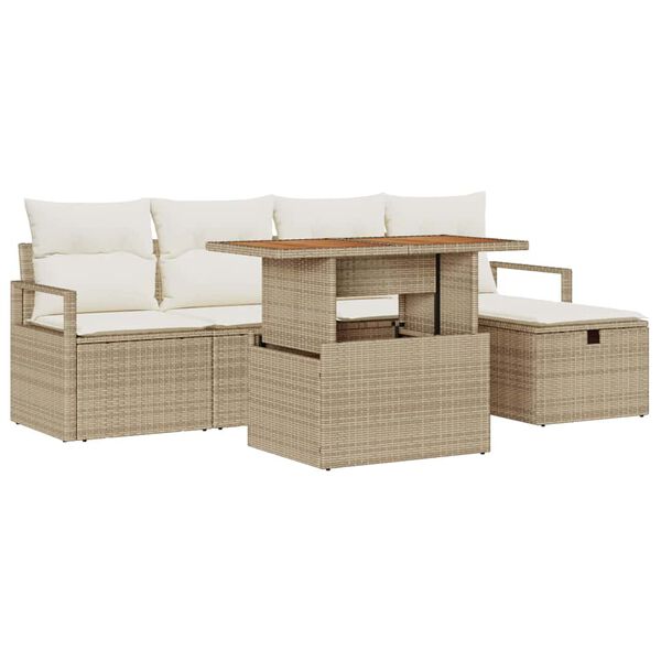 vidaXL Tuin Sofa Set 6 pcs Beige poly rattan