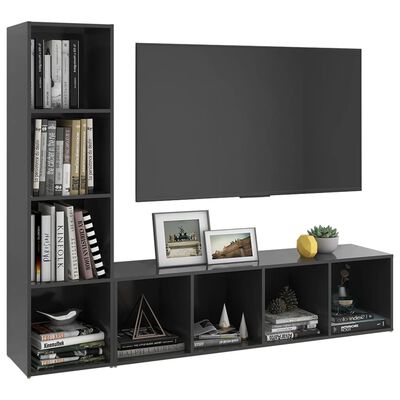 vidaXL Tv-meubelen 2 st 142,5x35x36,5 cm spaanplaat grijs