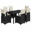vidaXL 7-delige Bistroset met kussens poly rattan zwart