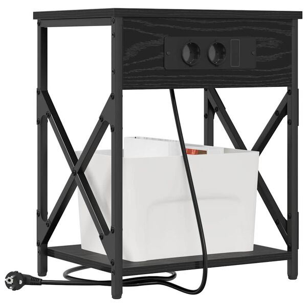 vidaXL Nachtkastje Zwart Eiken 41 x 31 x 51 cm Bewerkt hout