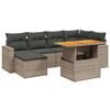 vidaXL 7-delige Loungeset met kussens poly rattan grijs