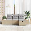 vidaXL Tuin Sofa Set met kussen met opslag 4 pcs Beige poly rattan