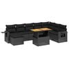 vidaXL 9-delige Loungeset met kussens poly rattan zwart