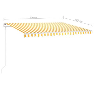 vidaXL Luifel handmatig uittrekbaar met LED 4x3 m geel en wit