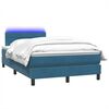 vidaXL Boxspring met matras en LED fluweel donkerblauw 120x210 cm