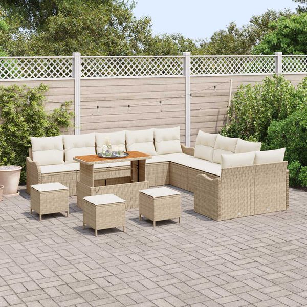 vidaXL Tuin Sofa Set 14 pcs Beige poly rattan