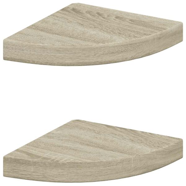 vidaXL Hoekschappen zwevend 2 st 25x25x3,8 cm MDF eikenkleurig