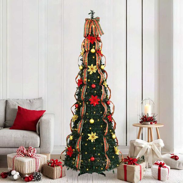 vidaXL Kunstkerstboom met 200 LED met standaard Groen 210 cm PVC