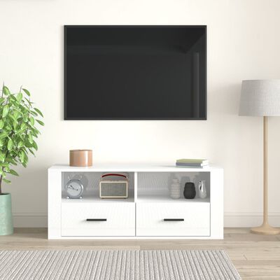 vidaXL Tv-meubel 100x35x40 cm bewerkt hout hoogglans wit