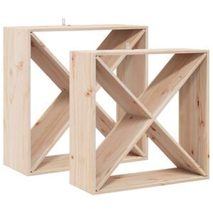vidaXL Wijnrek 2 pcs Naturel 62 x 25 x 62 cm Massief grenenhout