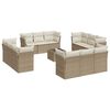 vidaXL 13-delige Loungeset met kussens poly rattan beige