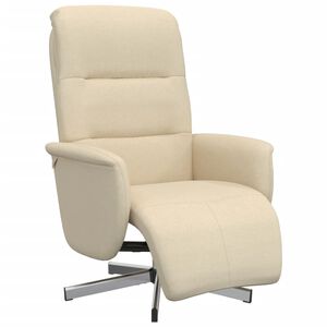 vidaXL Fauteuil verstelbaar met voetensteun stof cr&egrave;mekleurig