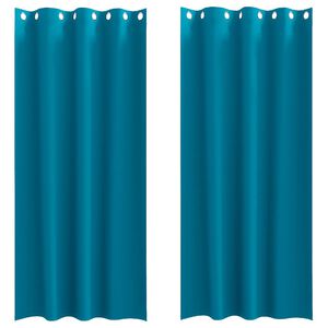 vidaXL Zwart-out Gordijnen met Ringen 2 st Turquoise 260 x 140 cm