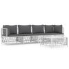 vidaXL 5-delige Loungeset met kussens staal wit