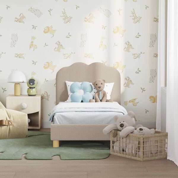 vidaXL Peuterbedframe met hoofdbord Lichtgrijs 70 x 140 cm Schapenstof