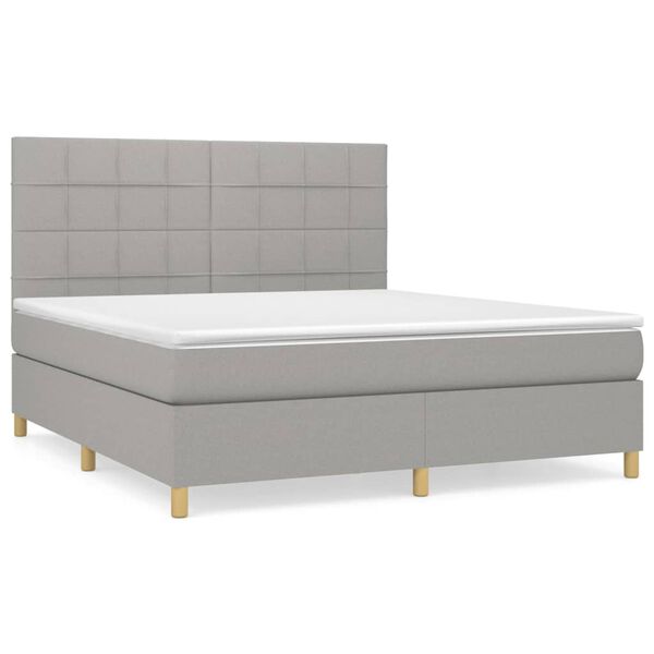 vidaXL Boxspring met matras stof lichtgrijs 160x200 cm