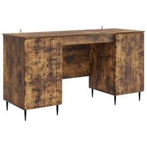 vidaXL Bureau met plank Gerookt eiken 142,5 x 50 x 75 cm Bewerkt hout