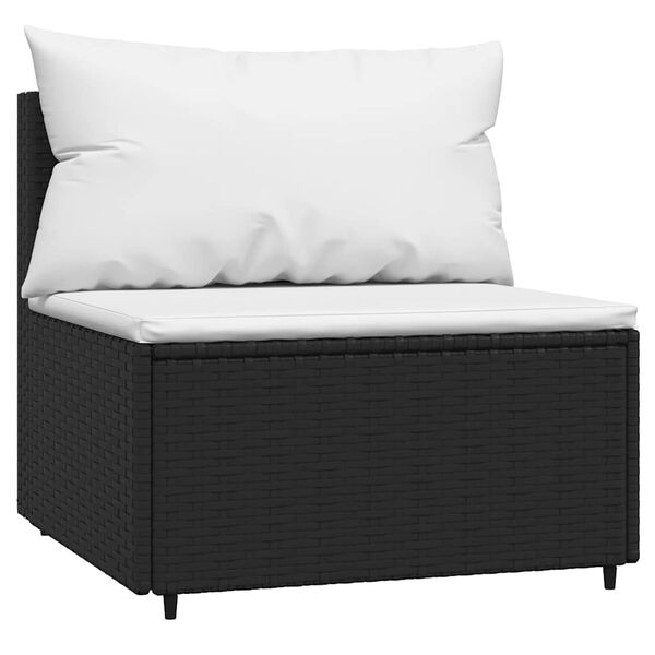 vidaXL 3-delige Loungeset met kussens poly rattan zwart
