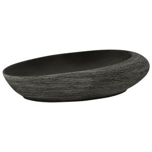 vidaXL Opzetwasbak ovaal 59x40x14 cm keramiek grijs en zwart
