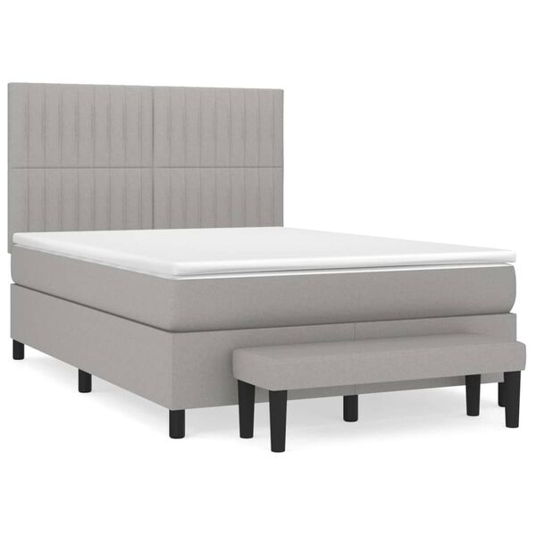 vidaXL Boxspring met matras stof lichtgrijs 140x190 cm