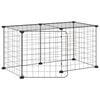 vidaXL Huisdierenkooi met deur 8 panelen 70x35x35 cm staal zwart