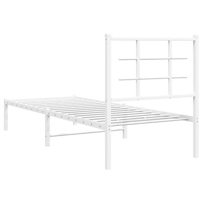 vidaXL Bedframe met hoofdbord zonder matras metaal wit 75x190 cm