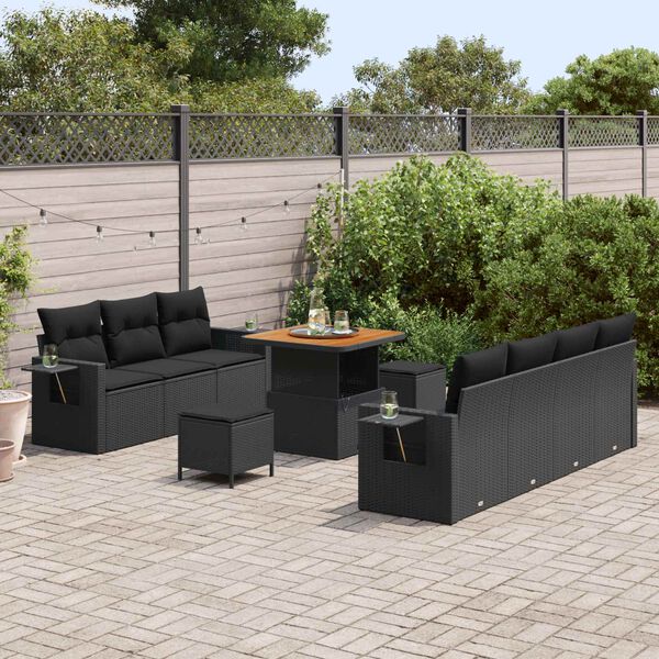vidaXL Tuin Sofa Set 10 pcs Zwart poly rattan