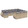 vidaXL 11-delige Tuinset met kussens poly rattan beige