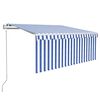 vidaXL Luifel automatisch uittrekbaar rolgordijn 3,5x2,5 m blauw wit