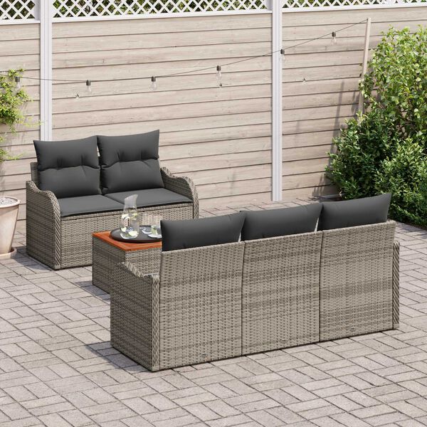 vidaXL Tuin Sofa Set met kussen met opslag met kussen 6 pcs Grijs