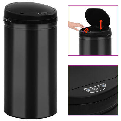 Maak los Handschrift Tub vidaXL Prullenbak met automatische sensor 50 L koolstofstaal zwart online  kopen | vidaXL.be