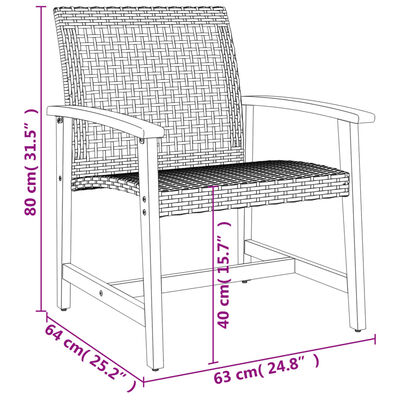 vidaXL 3-delige Bistroset poly rattan en acaciahout grijs