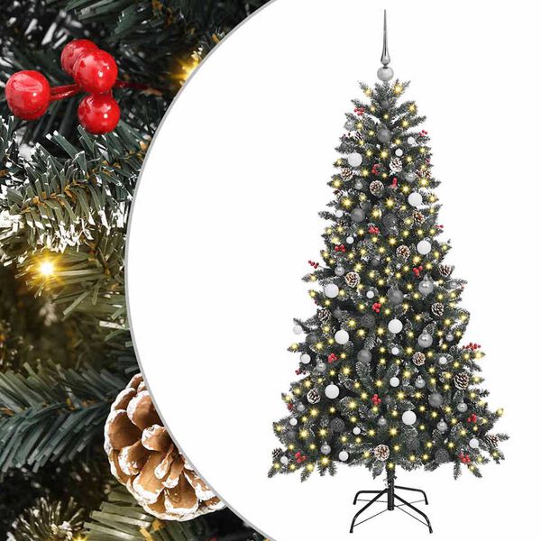 vidaXL Kunstkerstboom met 300 LED Groen 210 cm PVC en Plastic en Staal