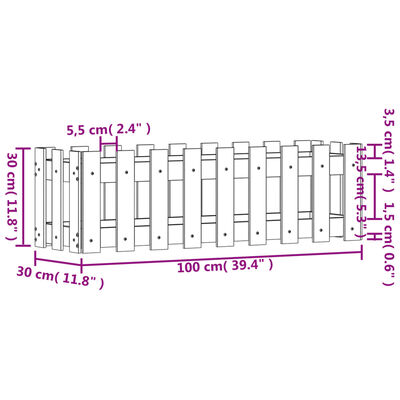 vidaXL Plantenbak verhoogd hekontwerp 100x30x30 cm grenenhout wit