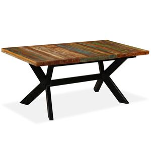 vidaXL Eettafel 180 cm massief gerecycled hout en stalen kruis