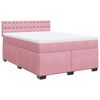 vidaXL Boxspring met matras fluweel roze 140x190 cm