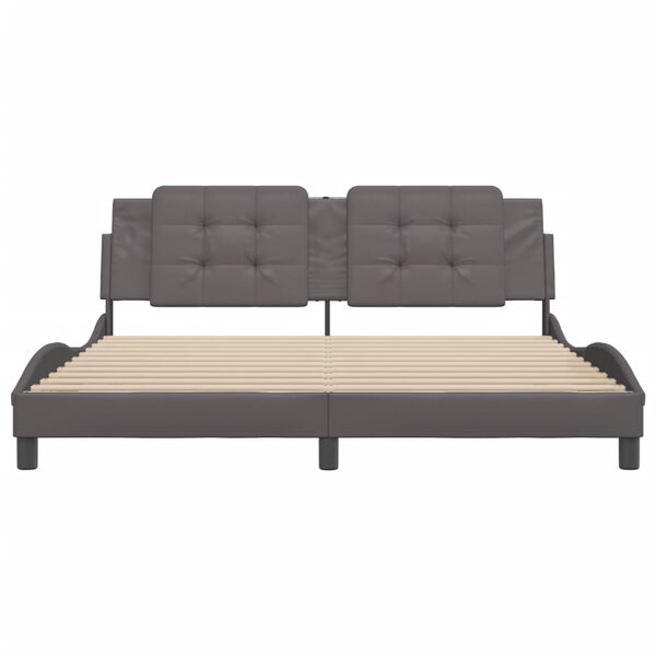 vidaXL Bedframe zonder matras "Zadar" kunstleer grijs 180x200 cm