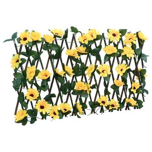 vidaXL Kunstplant klimop op latwerk uittrekbaar 180x30 cm geel