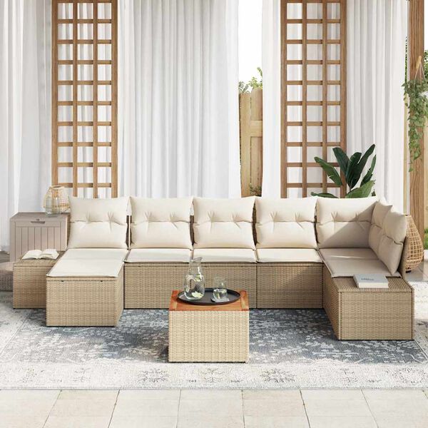 vidaXL Tuin Sofa Set 8 pcs Beige en wit