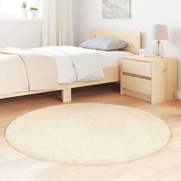 vidaXL Hoogpolig vloerkleed NAVARRA 120x120 cm polyester cr&egrave;mekleurig