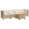 vidaXL 5-delige Loungeset met kussens poly rattan beige