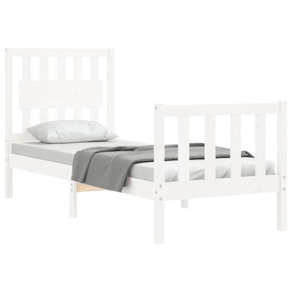 vidaXL Bedframe met hoofdbord massief hout wit