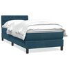vidaXL Boxspring met matras fluweel donkerblauw 100x220 cm