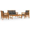 vidaXL 4-delige Loungeset met kussens massief acaciahout