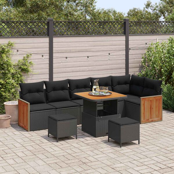 vidaXL Tuin Sofa Set 9 pcs Zwart poly rattan